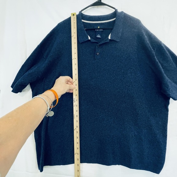 Stafford Polo Shirt Mens 2XL Blue Linen Cotton Soft Knit Casual Short Sleeve - Picture 5 of 9